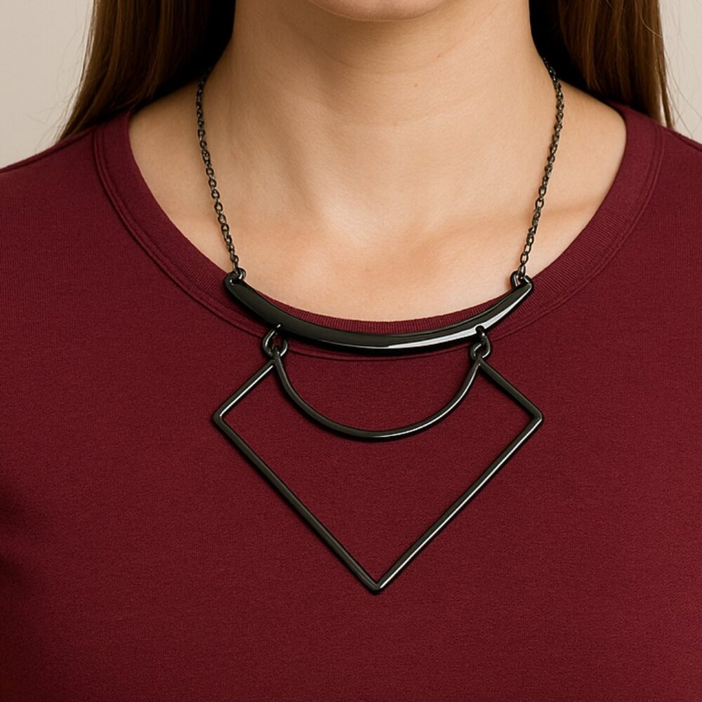 Paparazzi Gunmetal‎ Geometric Statement Necklace • Modern Minimalist